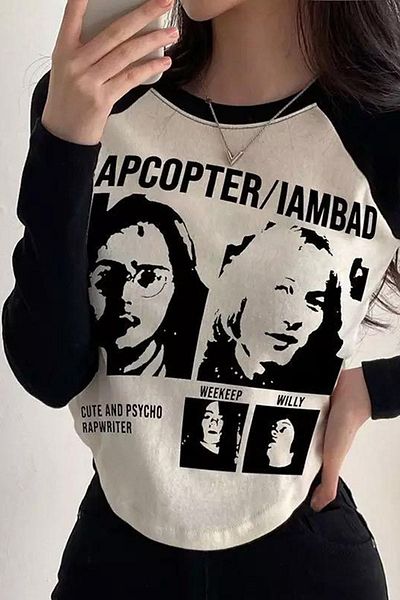 Köstebek I Am Bad White Raglan Crop T-shirt - Long Sleeve