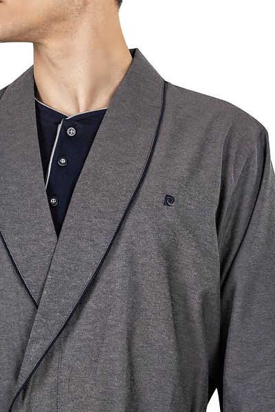 Pierre Cardin Σετ προίκα γαμπρού με μακρυμάνικο πιτζάμες Navy Blue Robdöşambır και χτενισμένο βαμβάκι
