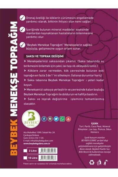 Beybek Gübre Menekşe Toprağı 2 Litre Beybek