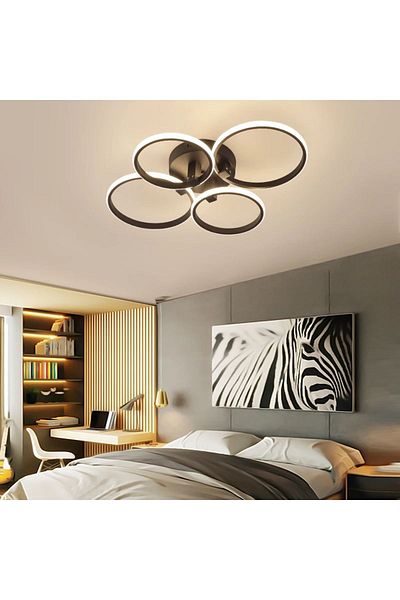 LİVORA LIGHTING Dolce 4-Piece Black Plafonier - Living Room and Kitchen Hall Chandelier