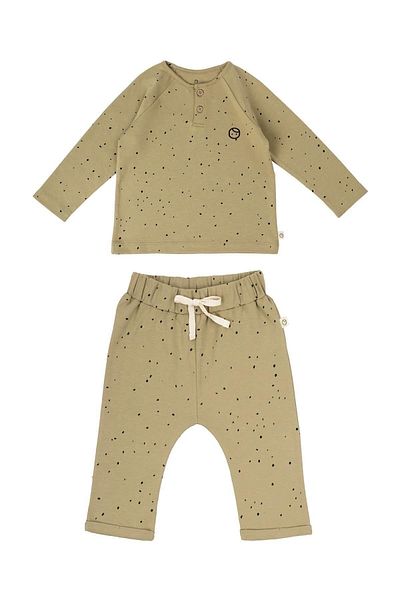 Little Gusto Baby Pajama Set Cosmos Khaki Organic Cotton
