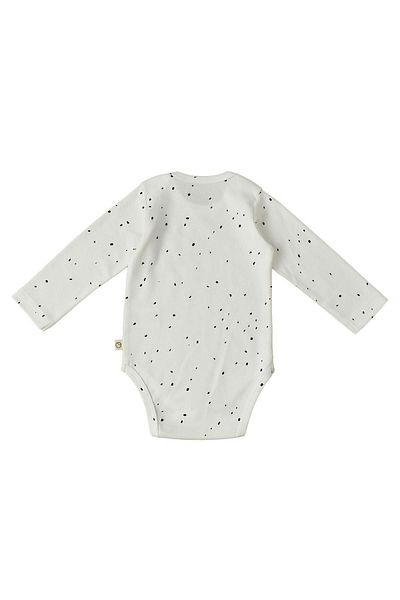 Little Gusto Long Sleeve Adjustable Snap Fastener Bodysuit Cosmos White Organic Cotton
