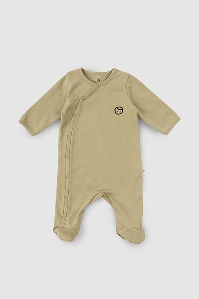 Little Gusto Jumpsuit with Booties Newborn Khaki Organic Cotton