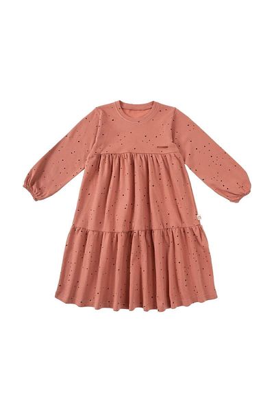 Little Gusto Long Sleeve Layered Dress Baby Cosmos Pink Organic Cotton