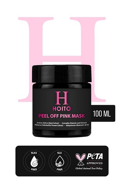 Hoito Peel Off Pink Mask 100ml-Anti-Blackhead, Moisturizing and Bright Appearance Peel Off Face Mask