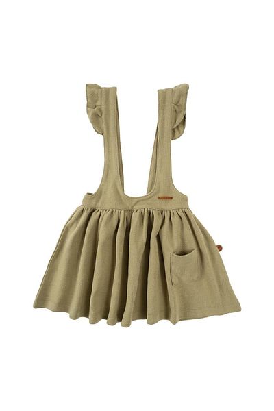 Little Gusto Gilet Dress Baby Khaki Organic Cotton