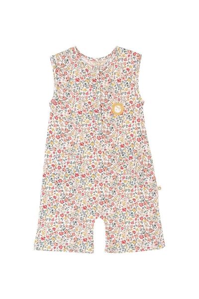Little Gusto Bamboo Floral Patterned Sleeveless Shorts Jumpsuit