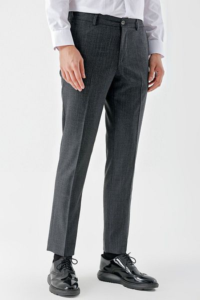 Morven Men's Smoked Polyviscon Trend Patterned Dynamic Fit Classic Trousers