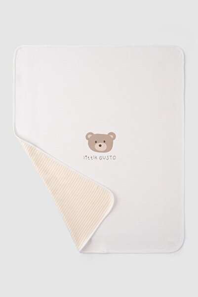 Little Gusto Double Layer Organic Cotton Baby Blanket Playtime Teddy Bear Patterned