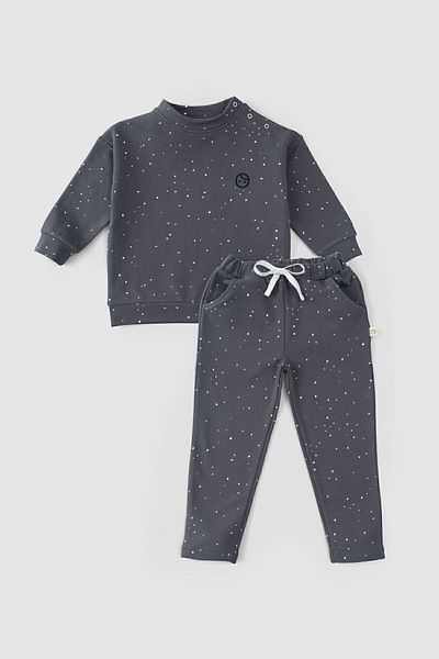 Little Gusto Organic Cotton Baby Tracksuit Set Cosmos