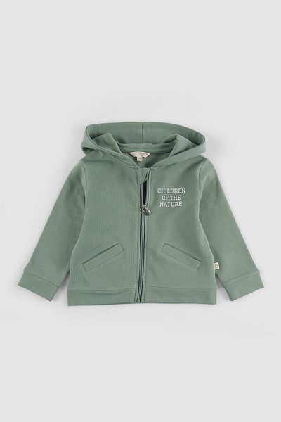 Little Gusto Hooded Baby Jacket Green Organic Cotton