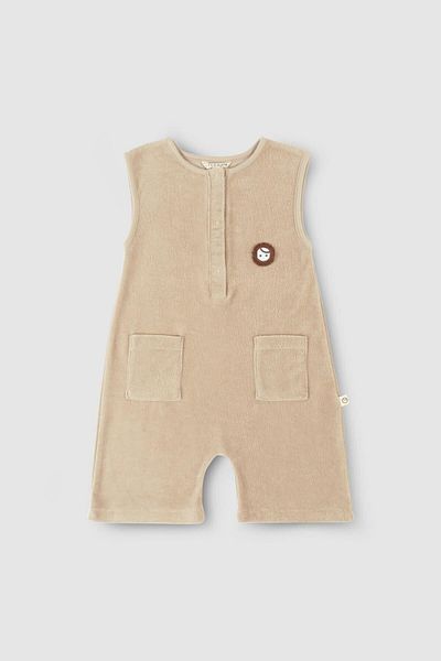 Little Gusto Sleeveless Shorts Jumpsuit Beige