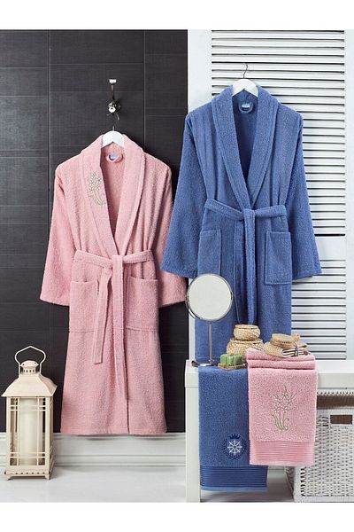Casnack Σετ μπουρνούζι σε σκόνη Navy Blue Towel Σετ 4 τεμαχίων