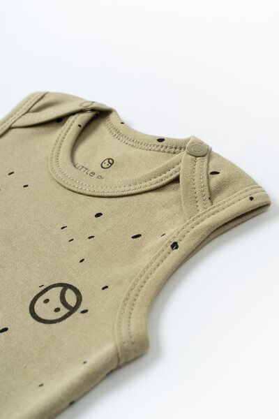 Little Gusto Adjustable Snap Athlete Cosmos Khaki Organic Cotton