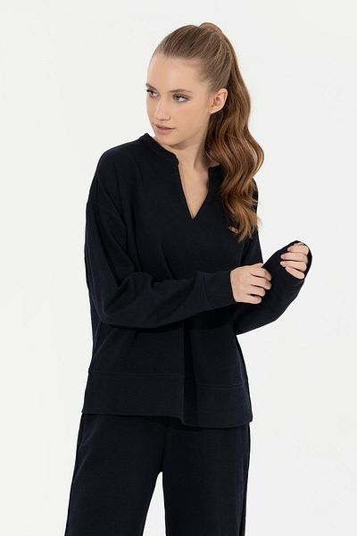 U.S. Polo Assn. Navy Blue V-Neck Oversize Sweatshirt