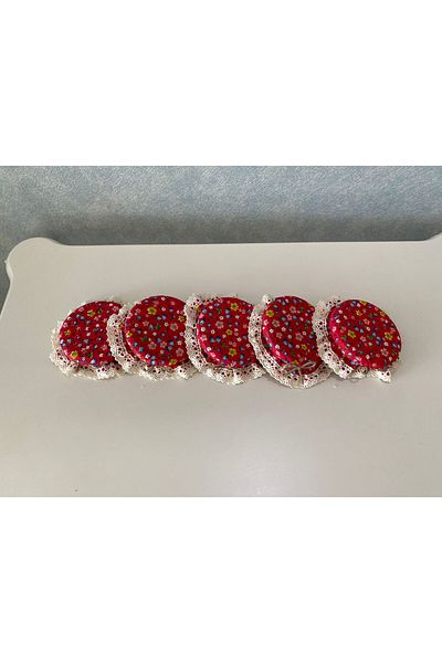 AdaEsintisi 5 Pieces Red Flower Patterned Elastic Jar Lids