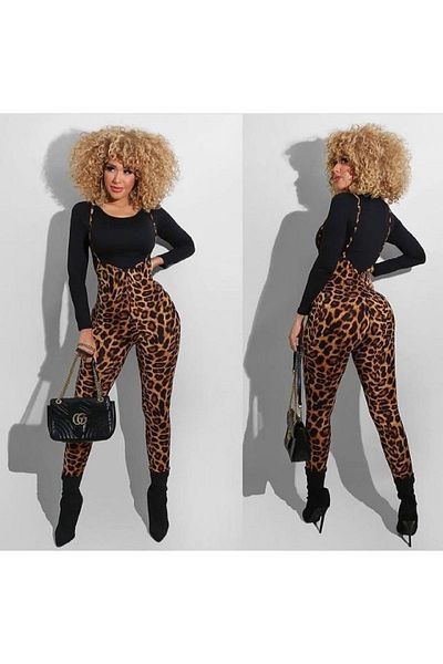Rosy Live in style Σετ κολάν Leopard Kumştan Salopet Crop