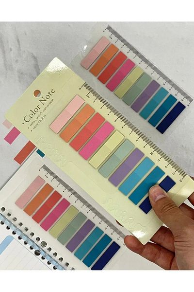 Fobinote Pink and Blue Transparent Postit - with 10 Colored Rulers Ari334-006