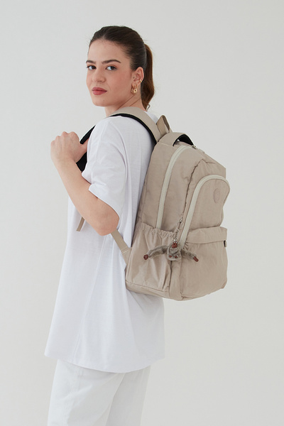 Rosso Collina Σχολικό σακίδιο ταξιδιού Unisex Crinkle Αδιάβροχο ύφασμα μεγάλου μεγέθους Rosso Collina Cream Beige