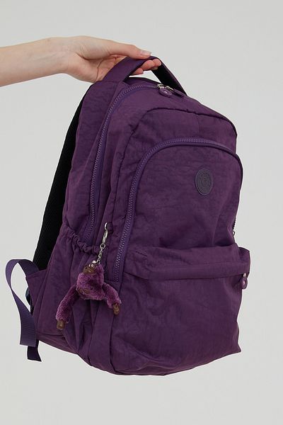 Rosso Collina Unisex Crinkle Waterproof Fabric Large Size Multi-Compartment School and Travel Backpack Rosso Collina Purple