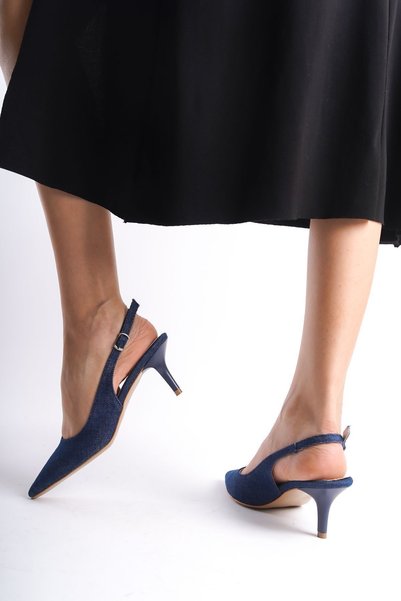 NITU Shoes Pointed Toe Low Heel Denim Stiletto