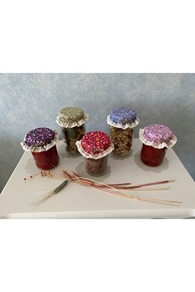 AdaEsintisi 5 Adet Kendinden Lastikli Karışık Renk Çiçekli Kavanoz Kapağı Şap...