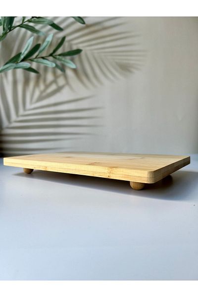 Mottogo Bamboo Serving Rack with Misket Legs - Stand - Riser 27x18x3