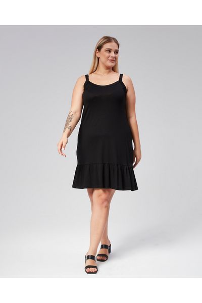 SENTEX Women's Black Ruffle Dress with Wide Straps