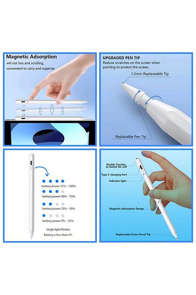 Fogy Ipad 8 and 9 Generation 2020 /2021 10.2 Pencil Stylus Palm Rejection Drawing Pen with Tilt Feature