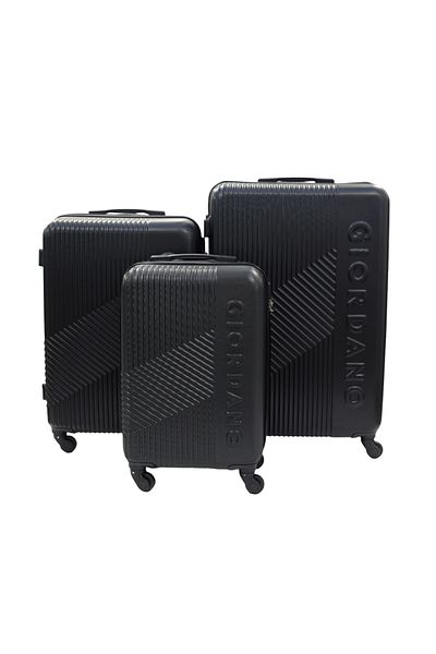 Giordano Logo Series Luggage Set of 3 Black,ABS Hard Shell Lightweight Durable Secure Number Lock.