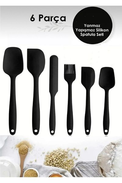 GELİNHOMES 6 Pieces Heat Resistant Fireproof Non-Stick Silicone Spatula Set