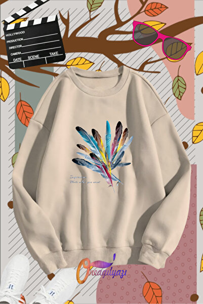 oneagılyazı guler rotund bucăți Tüy cu imprimeu Swea tricou