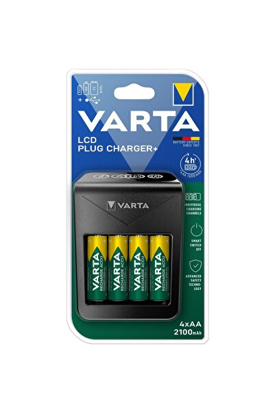 Varta Lcd Plug Şarj Cihazı 4 Adet 2100 Mah Aa Şarj Edilebilir Pil