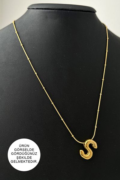 Modex Steel S Letter Balloon Pendant (Letter:1.5cm Chain:44+5)