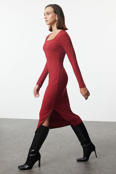 Trendyol Collection Rochie midi cu mâneci lungi și fante cu mâneci lungi - TWOAW22EL0871