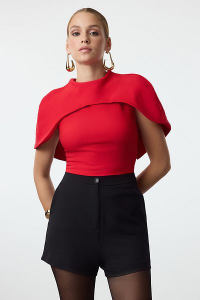 Trendyol Collection Gewebte rote Bluse - Kragen detailliert Tprss24Bz00053