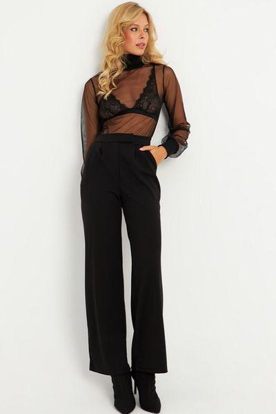 Cool & Sexy Schwarze Damenhose mit Klettverschluss in der Taille - Elt3455