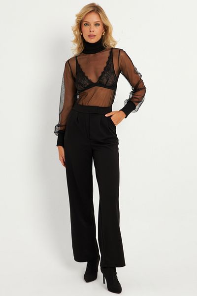 Cool & Sexy Schwarze Damenhose mit Klettverschluss in der Taille - Elt3455