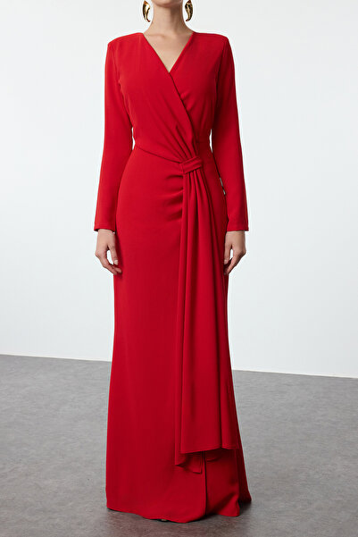 Trendyol Collection Red Double Breasted Collar Crepe Woven Tpraw25Ae00002