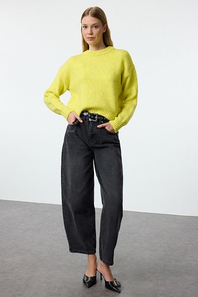 Trendyol Collection Pulover de tricotaj de bază cu textura moale Lime Wide Fit TWOAW23KZ00185