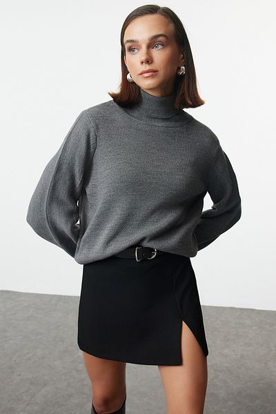 Trendyol Collection Turtleneck Anthracite Knitwear Sweater - TWOAW21KZ0485