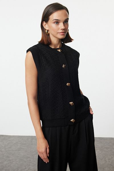 Trendyol Collection Crew Neck Black Fitted Vest - TWOAW25YE00028