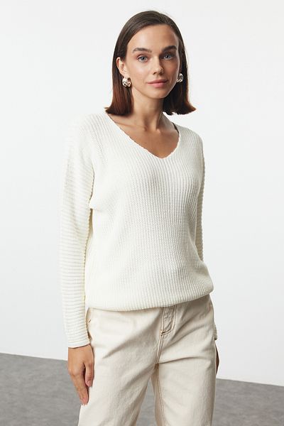 Trendyol Collection Wide Fit Ecru pletený svetr - TWOAW25KZ00348