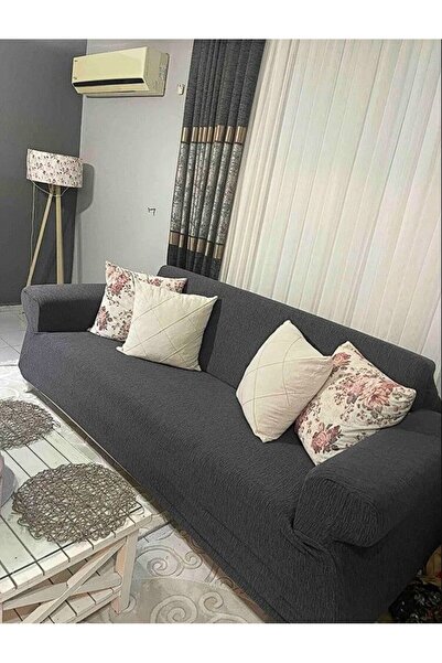 Faiend Жакардовий 3 3 1 1 Антрацитовий диванний чохол на гумці | Чохол на диван на гумці | Комплект чохлів для диванів