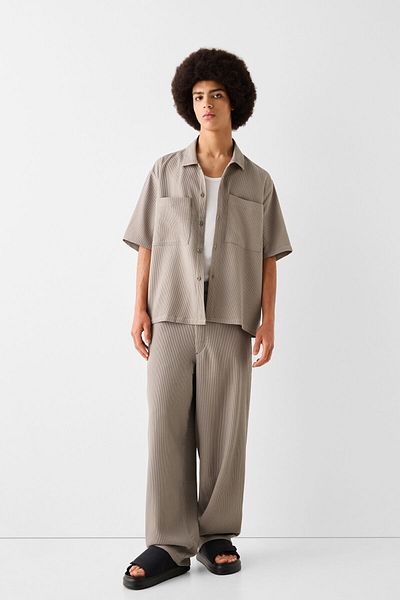 Bershka Wide Leg Pleated Pants