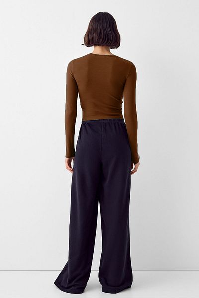 VODENS Crew Neck White Brown Ultra Soft 100% Cotton Long Sleeve Blouse - Pack of 2