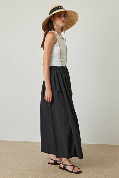 Hooopstore Black Skirt - Gather Detailed