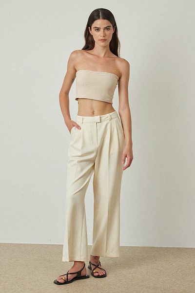 Hooopstore Lisa Ironed Cream Παντελόνι