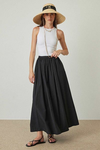 Hooopstore Black Skirt - Gather Detailed