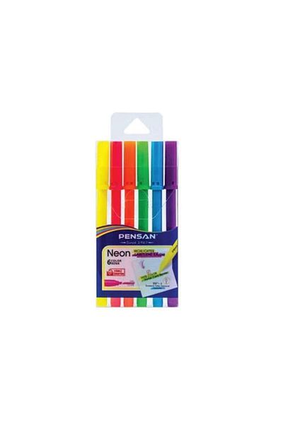 Pensan 6 Colors Neon Felt Tip Pen - Cut Nib 99095